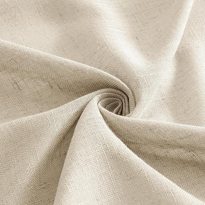 MIULEE Linen Curtains 63 Inch Length 2 Panels for Bedroom Living Room, Soft Thick Linen Textured Back Tab Kitchen Window Drapes Semi Sheer Light Filtering Rod Pocket Modern Farmhouse Decor