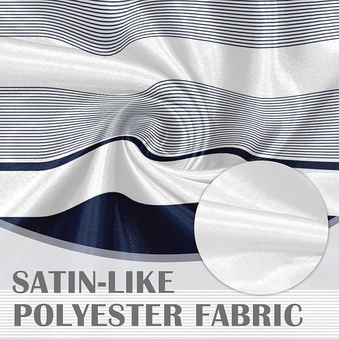 Emvency 2 Pack Valances Window Treatments, Striped Navy Nautical Minimalist Coastal Geometric Drapes Adjustable Curtain for Windows Living Room Kitchen Over Sink, 52x18 Inch Rod Pocket Valances