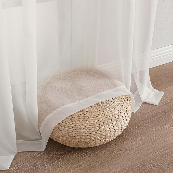 Gwine Ivory Sheer Curtains 84 Inches Long 2 Panels Set, Light Filtering Sheer Curtains for Living Room Bedroom 59 Inch Extra Wide, Modern Voile Soft Airy Rod Pocket Drapes, 59Wx84L Inch, 2PCS, Ivory