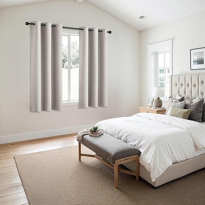 MIULEE Cobblestone Blackout Curtains - Bedroom Window Treatment Curtains Thermal Insulated Room Darkening Drapes for Living Room Kitchen Grommet Light Blocking Drapery, 40 x 45 Inches Long, 2 Panels
