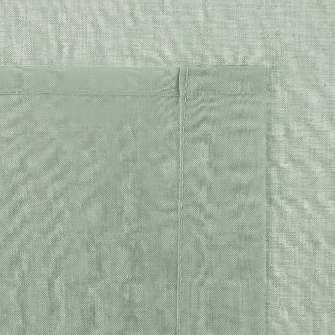 DWCN Bean Green Sheer Curtains for Kitchen Windows - Rod Pocket Semi Transparent Voile Tier Curtains for Bedroom, Living Room, Farmhouse, 36 x 36 inches Long, Set of 2 Panels