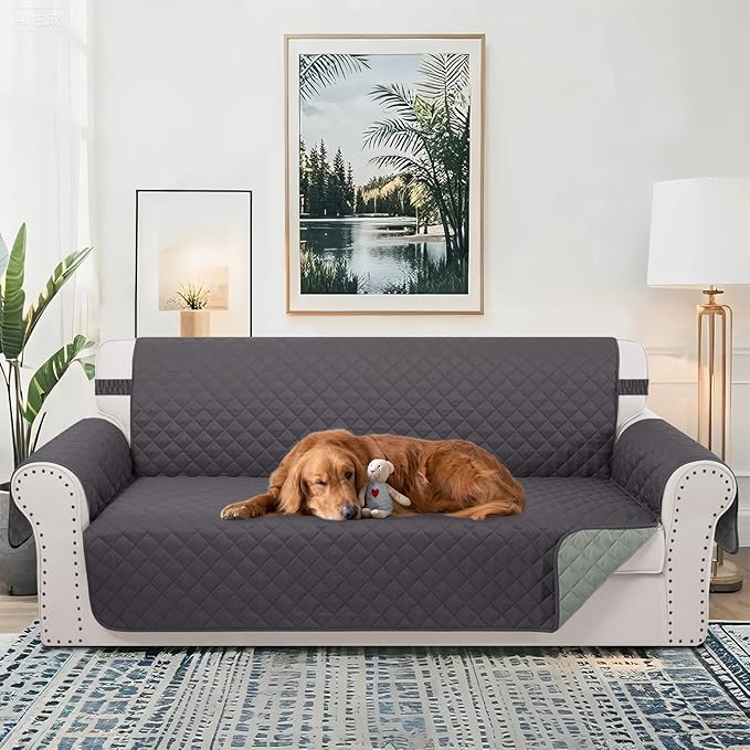Reversible Loveseat Sofa Covers Couch Cover Furniture Protector(Loveseat Small,Dark Grey/Light Grey)