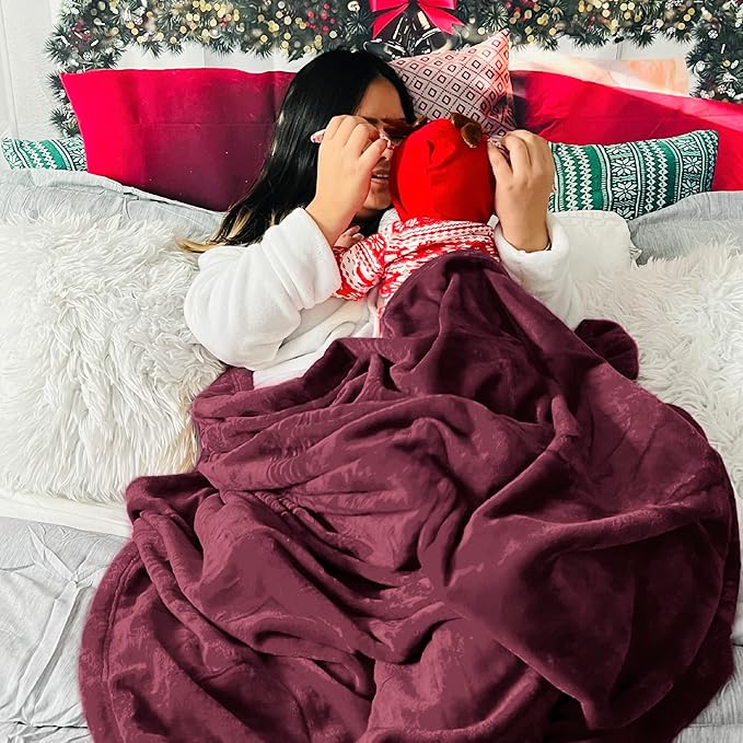 Bedsure GentleSoft Fleece Throw Blanket Burgundy Red - 300GSM Blankets for Couch, Sofa, Bed, Soft Lightweight Plush Cozy Throws for Toddlers, 50x60 inches