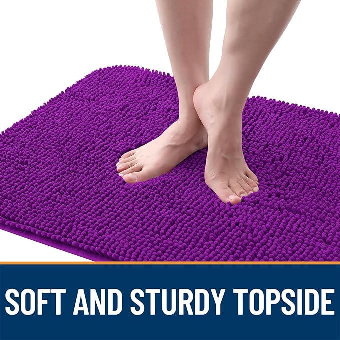 OLANLY Dog Door Mat for Muddy Paws 32x20, Absorbs Moisture and Dirt, Absorbent Non-Slip Washable Doormat, Quick Dry Chenille Mud Mat for Dogs, Entry Indoor Entryway Carpet for Inside Floor, Purple