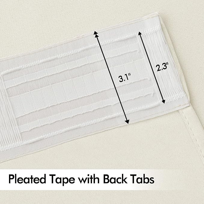 MIULEE Beige White Back Tab Blackout Curtains 84 Inch Length 2 Panels Set for Living Room Bedroom Privacy, Rod Pocket/Pinch Pleat Thermal Insulated Room Darkening Pleated Light Blocking Drapes