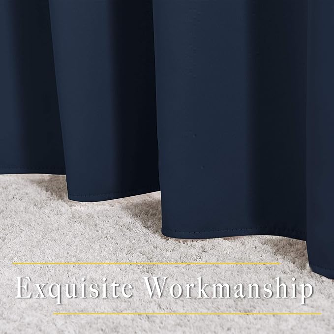 NICETOWN Navy Blue Kitchen Window Curtains 36 inches Long, Grommet Blackout Short Window Treatments Thermal Drapes for Bedroom, 2 Panels, W52 x L36