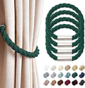 NICEEC 4 Pack Strong Magnetic Curtain Tiebacks Modern Simple Style Drape Tie Backs Convenient Decorative Weave Rope Curtain Holdbacks for Thin or Thick Home & Office Window Draperies (Green)