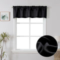 Chyhomenyc Black Short Curtain Valance for Windows, Faux Linen Textured Half Window Curtains, Burlap Solid Topper Small Curtain Valance for Bathroom Laundry Basement, 60Wx18L Inch, 1 Piece
