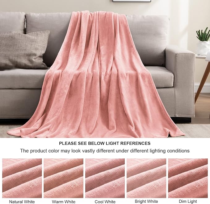 BEDELITE Fleece Blanket King Size Blankets for Bed, Luxury Plush Cozy Fuzzy Blanket 108x90 inches, Super Soft Warm Lightweight Throw Blanket All Seasons Suitable, Pink