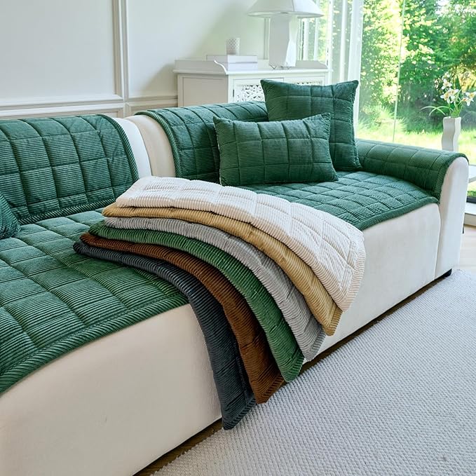 Couch Covers for Dogs Washable, Non Slip Couch Covers for Loveseat Sofa Pet Friendly, Soft Fuzzy Sofa Covers for Pet, Dog Couch Cover Furniture Protector(1PC,Green,27.6"x94.5")