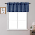 OWENIE Navy Blue Valances for Windows 1 Pcs 20 Inch Length, Light Filtering Textured Short Small Valance Curtains for Bathroom Basement Living Room, Half Window Curtains Over Sink, 60" W by 20" L