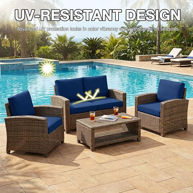hyha 12Pcs Patio Cushion Covers, Stretch Outdoor Couch Cushion Covers Replacement, Washable Outdoor Chair/Sofa Slipcovers for Patio Furniture Cushions Protector with Elastic Bottom(Navy,Cover Only)