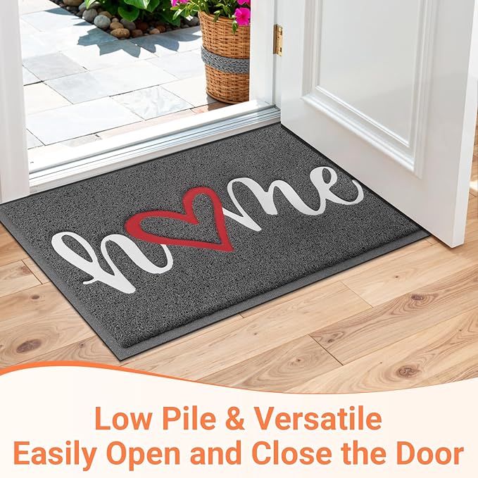 StepLively Door Mat Home Welcome Mats Outdoor and Indoor, Heavy-Duty Low-Profile Non-Slip Front Welcome Mat for Home Entrance, Outside Entry, Yard, Floor, (30''x17.5'', Grey)