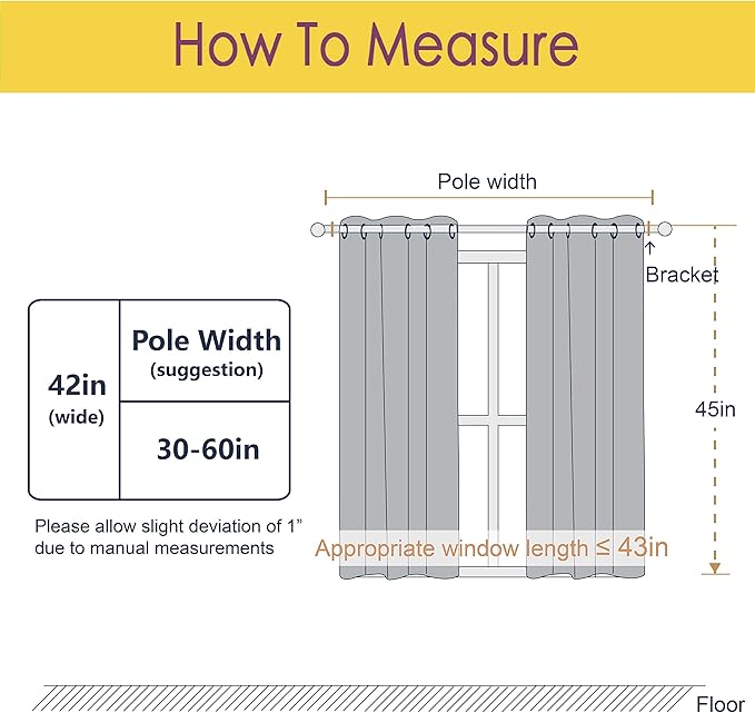 NICETOWN Silver Grey Small Window Blackout Curtain Panels for Bedroom, Thermal Insulated Grommet Top Blackout Draperies and Drapes (2 Panels, W42 x L45 -Inch)