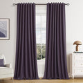 Guken 100% Blackout Curtains 84 Inch Length 2 Panels Set for Living Room Bedroom Back Tab Thermal Insulated Black Out Linen Drapes Room Darkening Window Curtains 84 Inches Long,Plum