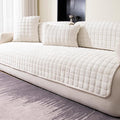 Velvet Couch Cover, Washable Sectional Sofa Cover, Anti Slip Sofa Slipcover for 3 Cushion Couch Sofa L Shaped Armrest Backrest, Furniture Protector Covers for Pets Kids(White, Only 1 PCS)