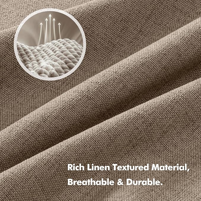 MIULEE 100% Blackout Linen Curtains for Bedroom, Brown Solid Luxury Decor Thermal Insulation Room Darkening Drapes for Living Room Nursery Back Tab Rod Pocket 42 x 96 Inches, 2 Panels