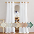 NICETOWN White Linen Curtains 90 inches Long, Grommet Thick Linen Blend Privacy Added with Light Filtering Window Treatments for Nursery/Bedroom, W42 x L90, 2 Panels