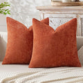 MIULEE Pack of 2 Fall Burnt Orange Decorative Pillow Covers 16x16 Inch Soft Chenille Couch Throw Pillows Farmhouse Cushion Covers for Home Decor Sofa Bedroom Living Room