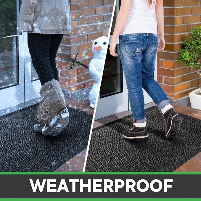Mibao Front Door Mat, Heavy Duty Durable Welcome Mat for Outdoor Indoor, Dirt Trapper Waterproof Super Absorbent Door Mat for Entryway Outside Patio Porch, 47" x 24", Gray