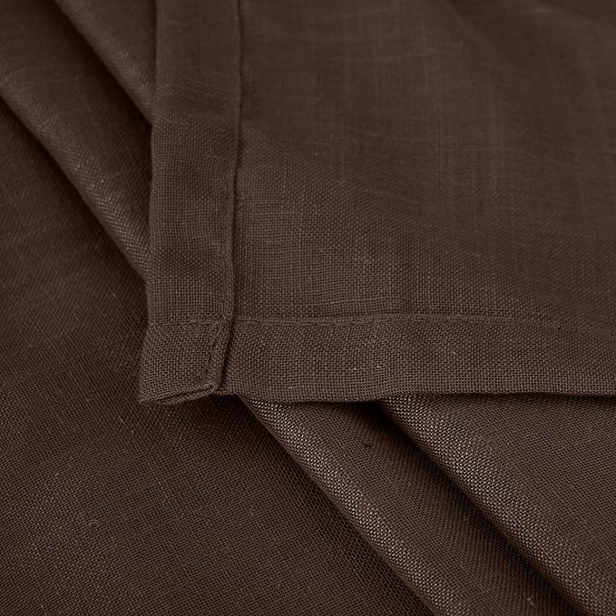BGment Brown Linen Curtains 84 Inch Length 2 Panels for Living Room Windows, Chocolate Semi Sheer Drapes Textured with Rod Pocket for Farmhouse Bedroom Dining Decor Lightweight, Each 52 Inch Wide