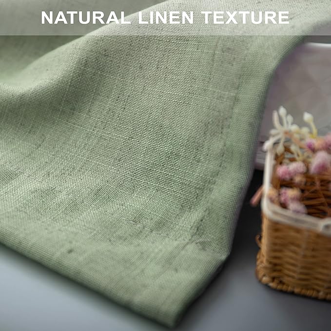 Sage Green Curtains 72 Inch Length for Bedroom 2 Panel Set Rod Pocket Back Tab Drapes Semi Sheer Light Reducing Linen Blend Woven Light Green Curtain for Living Room Dividing Closet Laundry 38X72 Long