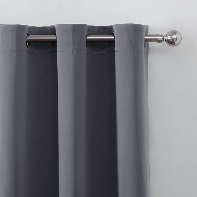 LEMOMO Grey Thermal Blackout Curtains/52 x 108 Inch/Set of 2 Panels Room Darkening Curtains for Bedroom
