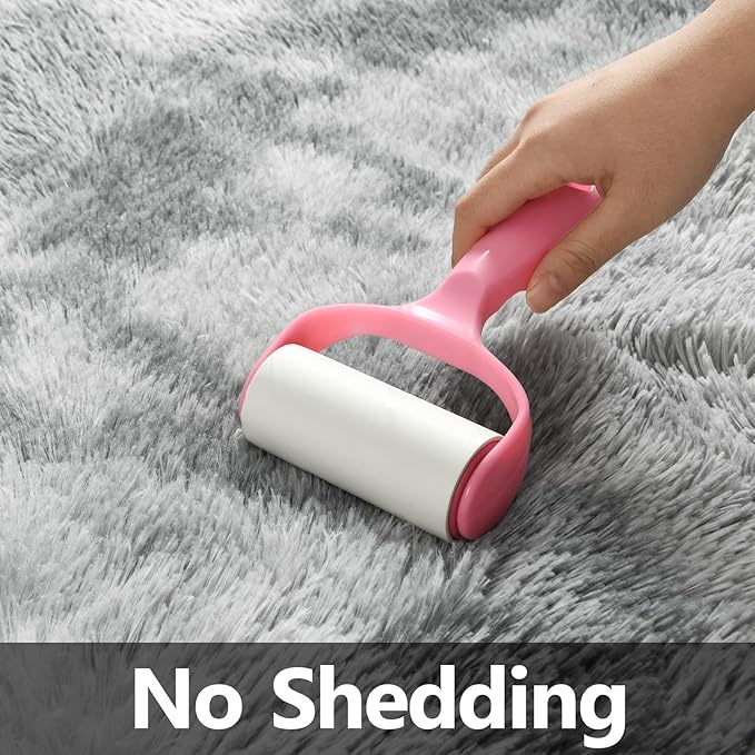 Large Shag Area Rugs 8 x 10, Tie-Dyed Plush Fuzzy Rugs for Living Room, Ultra Soft Fluffy Furry Rug for Bedroom, Indoor Carpet Nursery Rugs for Kids Room Home Decor, Light Grey