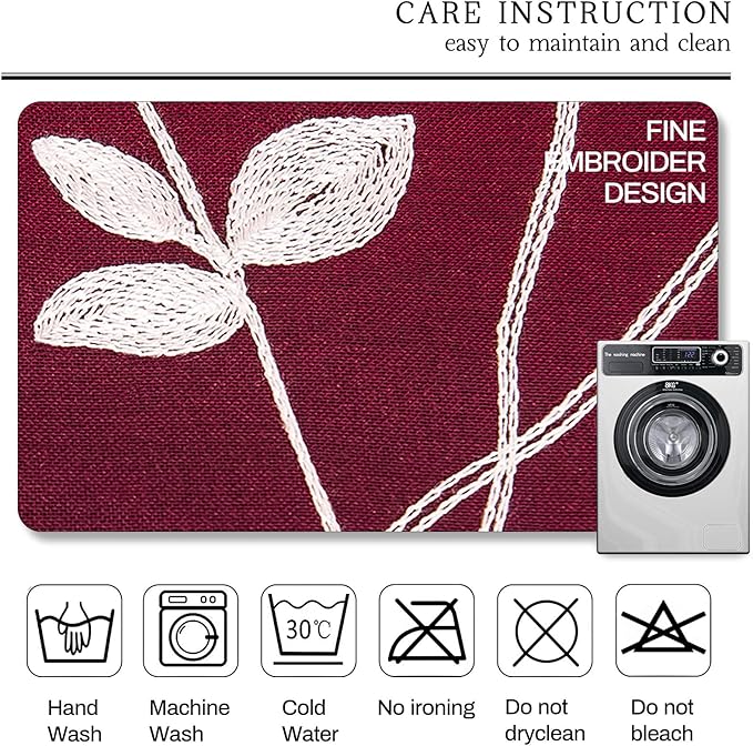 AmHoo 2 Panels Embroidered Leaf Pattern Semi Sheer Curtains Foliage Floral Voile Window Draperies Treatment for Bedroom Living Room Rod Pocket Burgundy Red 53 x 95 Inch