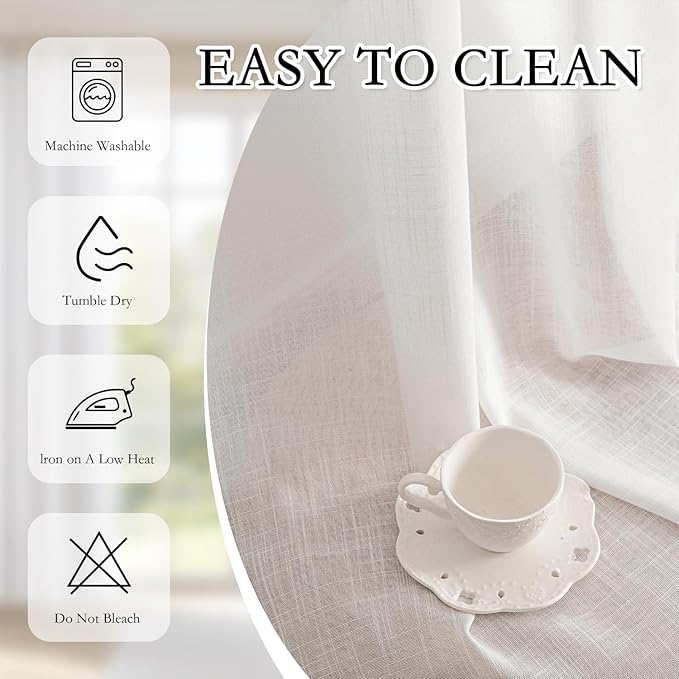 MYSKY HOME White French Door Curtains for Door Window 40 Inch Length 2 Panels Semi Sheer Light Filtering Curtain for Glass Small Window Drapes Rod Pocket for Bedroom Bathroom, Pure White, 26" Wide