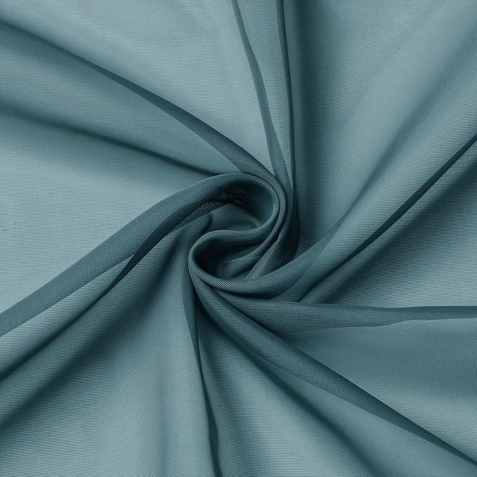 Kitchen Curtains 24 Inch Length Tier 2 Pieces, Dusty Blue Sheer Curtain Solid Soft Sheer Short Curtains for Windows, Cafe Bathroom Basement Rod Pocket Drapes, Dusty Blue, Each 42"Wx24"L Inch