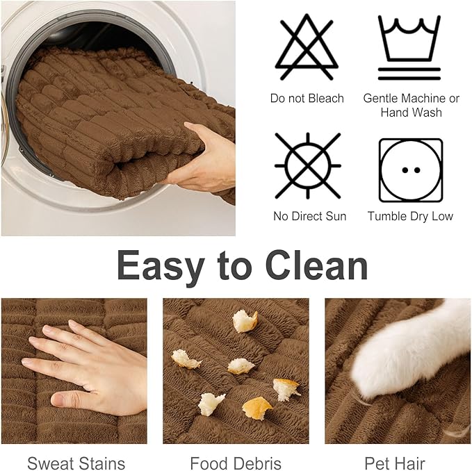 hyha Couch Covers for Dogs Washable, Non Slip Plush Dog Sofa Protectors, Fuzzy Pet Couch Covers for 3 Cushion Sofa Pet Friendly (Brown, 27.6" x 82.7")