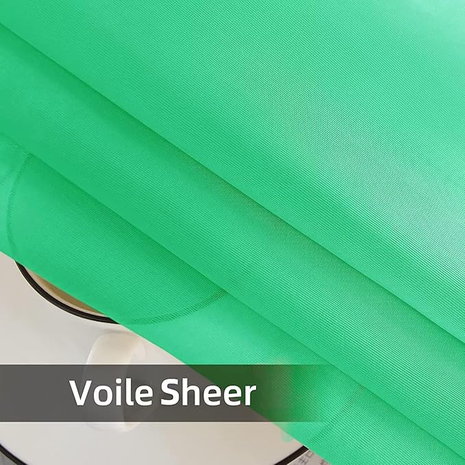 youleyar Solid Sheer Rod Pocket Curtain Voile Draperies 2 Panels White Beige Black Grey Coffee 52 Inch Width 63 Inch Long 1 Pair for Kitchen Bedroom Children Living Room Yard (Grass Green,52Wｘ63L)