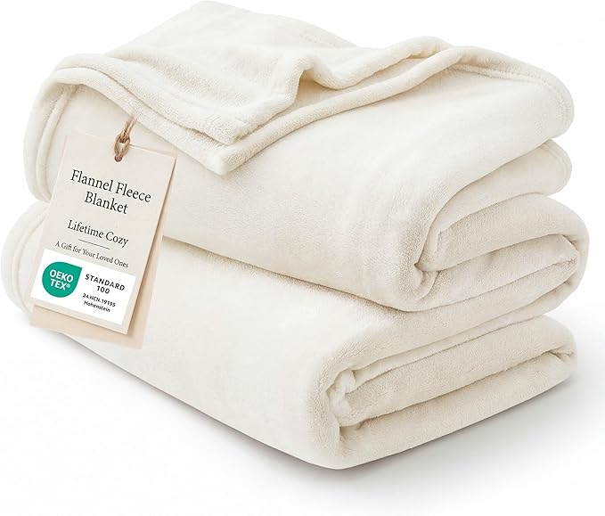 Bedsure GentleSoft Fleece Blankets Queen Size Cream - Mothers Birthday Gifts for Women Bed Blanket Soft Lightweight Plush Fuzzy Cozy Luxury Microfiber, 90x90 inches