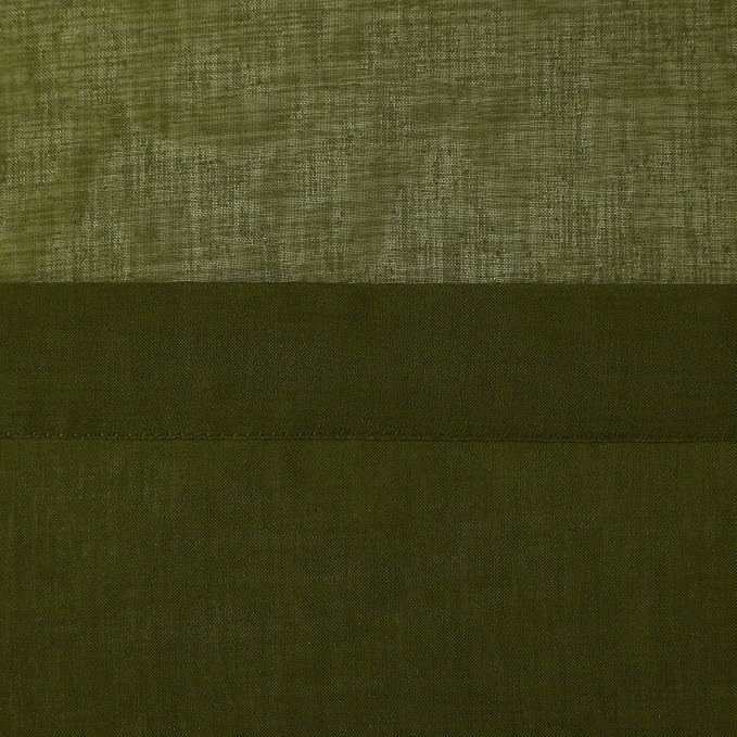 DWCN Olive Green Sheer Curtains Semi Transparent Voile Rod Pocket Curtains for Bedroom and Living Room, 70 x 84 inches Long, Set of 2 Panels
