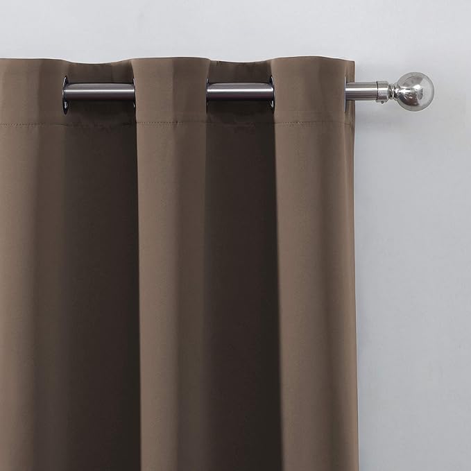 LEMOMO Chocolate Thermal Blackout Curtains/42 x 84 Inch/Set of 2 Panels Room Darkening Curtains for Bedroom