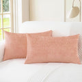 CaliTime Throw Pillow Covers Decorative 16 X 26 Inches Pack of 2 Cozy Chenille Cushion Cases for Couch Sofa Bed Living Room Home Dusty Pink