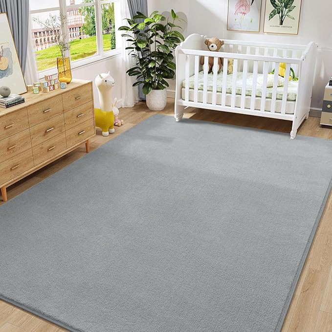 Amearea Large Modern Area Rugs for Bedroom Living Room, 5x8 Feet Grey Thickened Memory Foam Rug, Fluffy Indoor Washable Rugs Non Slip Minimalist Carpet for Boys Girls Dorm Nursery Room Decor
