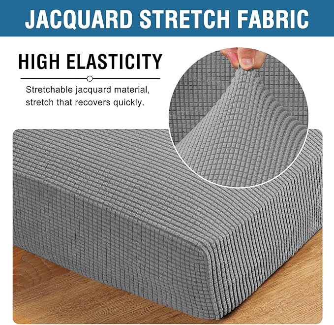 H.VERSAILTEX Stretch Couch Cushion Covers Individual Seat Sofa Chair Slipcovers Cushion Protector Cover Featuring Jacquard Textured Twill Fabric(1 Cushion Chair Cover, Dove)