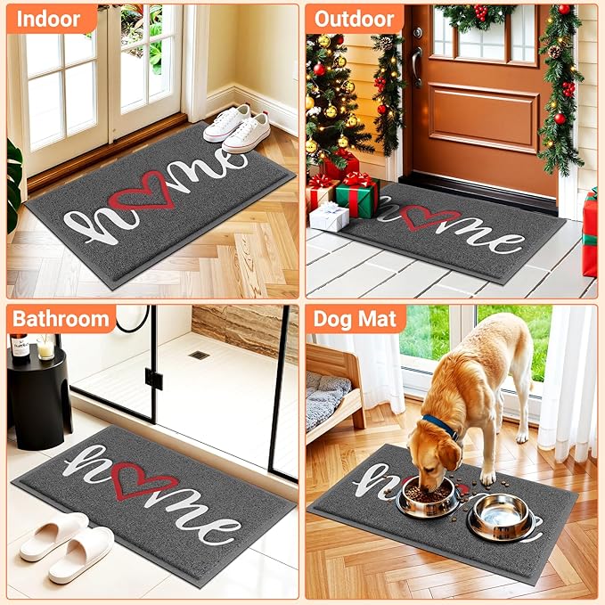 StepLively Door Mat Home Welcome Mats Outdoor and Indoor, Heavy-Duty Low-Profile Non-Slip Durable Front Welcome Mat Doormat for Home Entrance, Outside Entry, Yard, Floor, Patio (35''x24'', Grey)