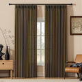 Pinch Pleated Linen Curtains 84 Inch Length 2 Panels Set, Light Filtering Linen Semi Sheer Drapes Memory Trained Pleated Curtain Back Tab for Living Room Farmhouse with Hooks Rings, Dark Chocolate