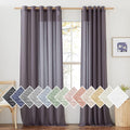 NICETOWN Flax Linen Sheer Curtains for Patio Sliding Door, Grommet Semi Sheer Linen Blend Curtains Privacy Drapes with Light Filter for Villa/Cottage, W70 x L84, Purple Brown, 1 Pair