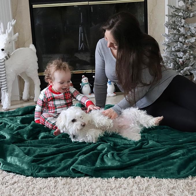 Bedsure GentleSoft Fleece Throw Blanket Forest Green - 300GSM Blankets for Couch, Sofa, Bed, Soft Lightweight Plush Cozy Throws for Toddlers, 50x60 inches