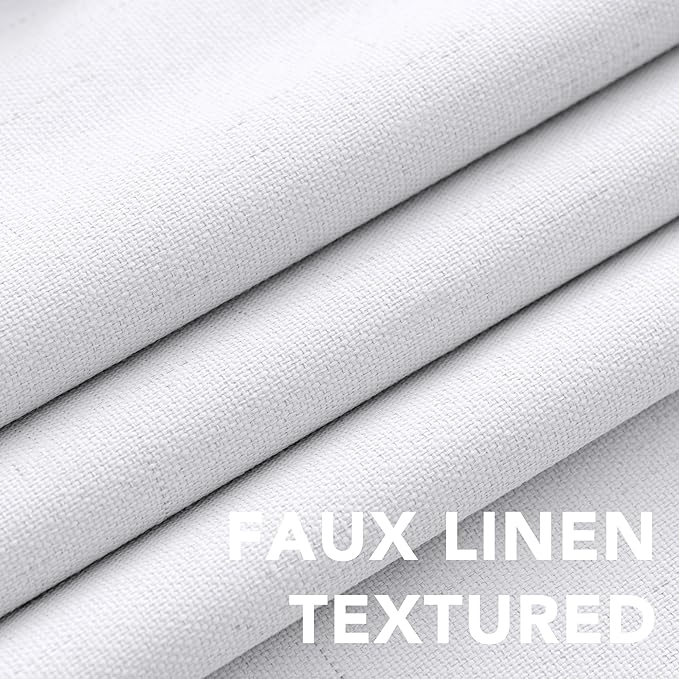 H.VERSAILTEX White Blackout Curtains, Thermal Curtains 96 inches Long 100% Blackout Textured Linen Look Curtain Draperies Anti-Rust Grommet Drapes, 2 Panels, Bright White