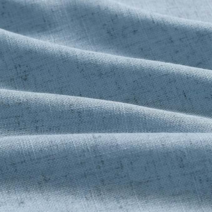 Blue Linen Textured 96 Inch Curtains 2 Panel Set Back Tab Rod Pocket Sheer Pleated Boho Room Decor Aesthetic Curtains Dusty Blue Burlap Look Curtain Drapes for Living Room Bedroom 8Ft 40x96 Inch