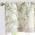 jinchan Floral Curtain Valance for Windows 16 Inch Linen Valance for Kitchen Living Room Rustic Cottage Farmhouse Flower Butterfly Curtain Rod Pocket 1 Panel Double Layer Blackout Green on Beige