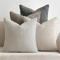 MIULEE Pack of 4 Couch Throw Pillow Covers 22x22 Inch Neutral Soft Decorative Chenille Pillow Covers Farmhouse Boho Accent Cushion Covers for Mid Century Modern Spring Decor Sofa Bedroom Living Room