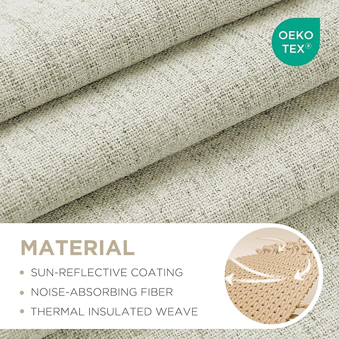 Joydeco Linen Blackout Curtains for Bedroom - 100% Light Blocking 1 Panels, Light Beige Drapes 70" W x 108" L, Thermal Insulated Room Darkening Curtains for Living Room, Rod Pocket & Back Tabs
