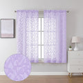 Lecloud Leia Light Purple Sheer Curtains 54 Inch Length 2 Panels, Light Reducing Jacquard Textured Leaf Voile Bedroom Drapes, Gauzy Clip Short Curtain Curtains with Dual Rod Pocket, 38x54 Inches