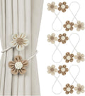 KLOGTSIND Flower Curtain Tiebacks, 6 Pack Boho Curtain Ties Elegant DIY Curtain Holdbacks, Decorative Window Drape Twist Tie Backs for Bedroom Decor, Nursery Decor, Farmhouse Decor